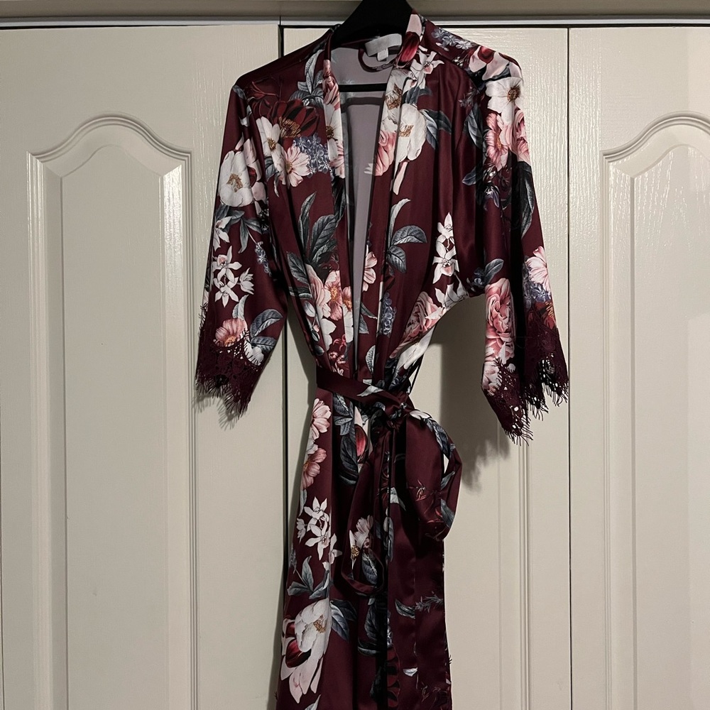 Burgundy floral robe